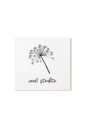 Cadeaukaartje vierkant met berenklauw en tekst veel sterkte