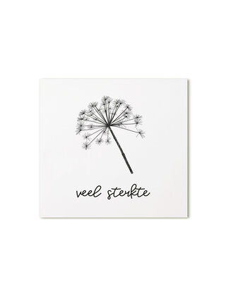 Cadeaukaartje vierkant met berenklauw en tekst veel sterkte