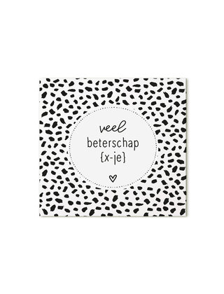 Cadeaukaartje vierkant met tekst Veel beterschap x-je