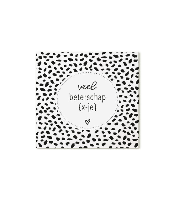 Minikaartje met tekst Veel beterschap x-je