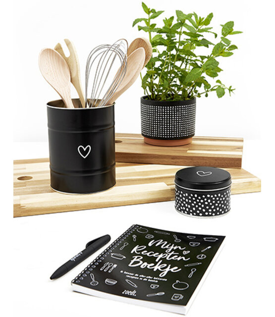 Keukenblik zwart met hartje