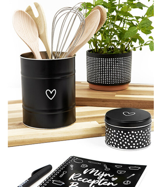 Keukenblik zwart met hartje