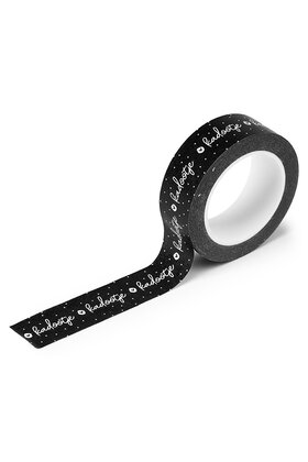 Masking tape zwart met witte tekst kadootje