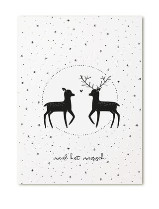 Poster A4  Kerst hertjes 'Maak het magisch'