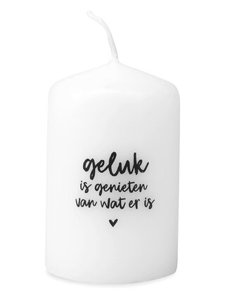 Mini kaars met tekst  Geluk is genieten van wat er is