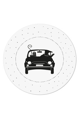 Muurcirkel (binnen) wit piet in de auto - 20cm