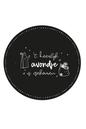 Muurcirkel (binnen) zwart 't heerlijk avondje is gekomen - 20cm