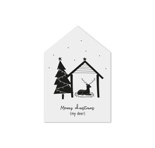 Minikaartje wit huisje kerst Merry Christmas my deer