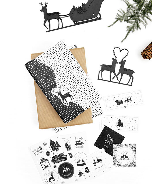 Setje van verschillende kerststickers