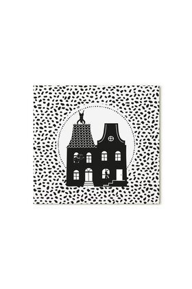 Sinterklaas cadeaukaartje grachtenpanden dots patroon