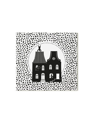 Sinterklaas cadeaukaartje grachtenpanden dots patroon