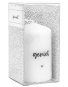 Cadeau: mini kaars 'Geniet' in cadeauverpakking