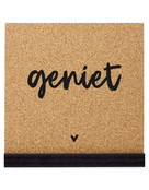 Poster kurk vierkant met tekst Geniet - 20cm