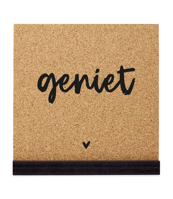 Poster kurk vierkant met tekst Geniet - 20cm