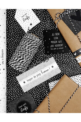 Cadeaupapier zwart met witte dots