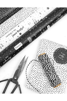 Cadeaupapier wit met zwarte dots