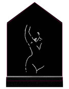 Huisje zwart met witte lijntekening vrouw - 11cm