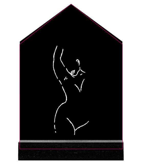 Huisje zwart met witte lijntekening vrouw - 11cm