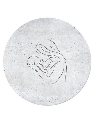 Muurcirkel (binnen) betonlook moeder met kind - 40cm