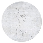 Muurcirkel betonlook met lijntekening vrouw