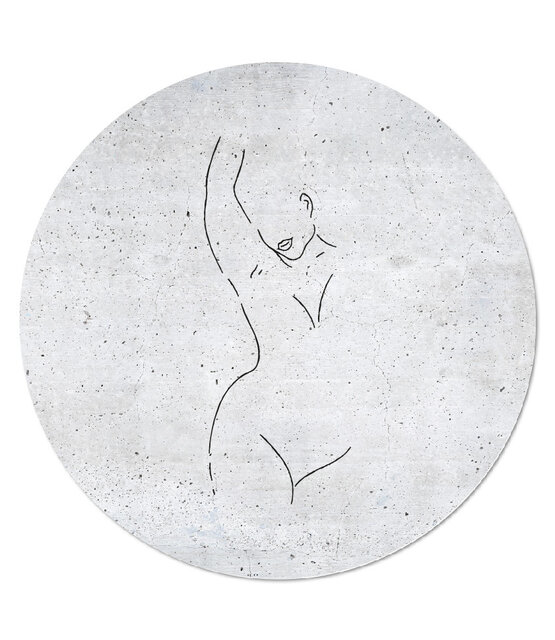 Muurcirkel betonlook met lijntekening vrouw