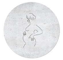 Muurcirkel betonlook met lijntekening zwangere  vrouw