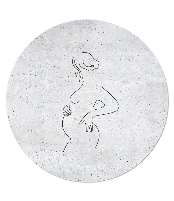 Muurcirkel betonlook met lijntekening zwangere  vrouw