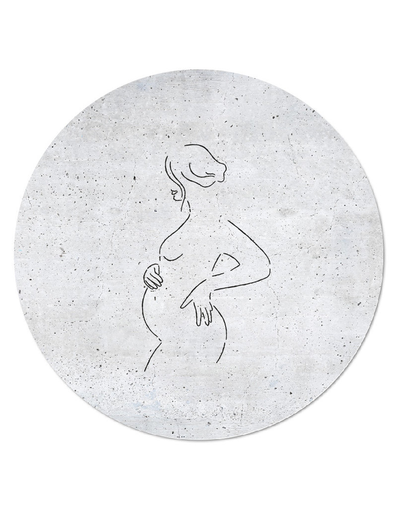 Zoedt Muurcirkel betonlook met lijntekening zwangere  vrouw