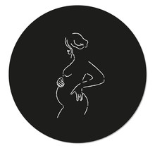 Muurcirkel zwart met lijntekening zwangere  vrouw
