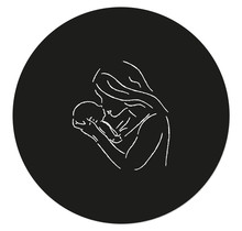 Muurcirkel zwart met lijntekening vrouw met kind