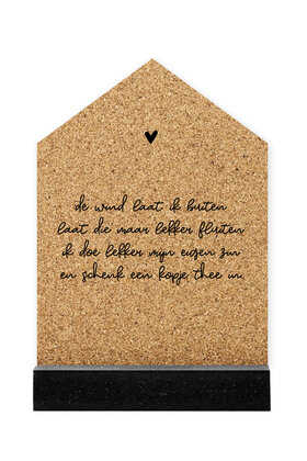 Huisje kurk met gedicht 'De wind laat ik buiten' - 11 cm