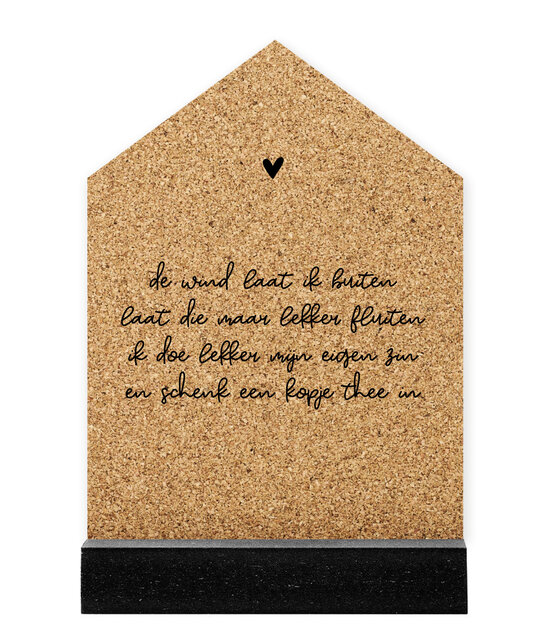 Huisje kurk met gedicht 'De wind laat ik buiten' - 11cm
