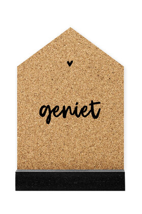 Huisje kurk met tekst Geniet - 2 formaten