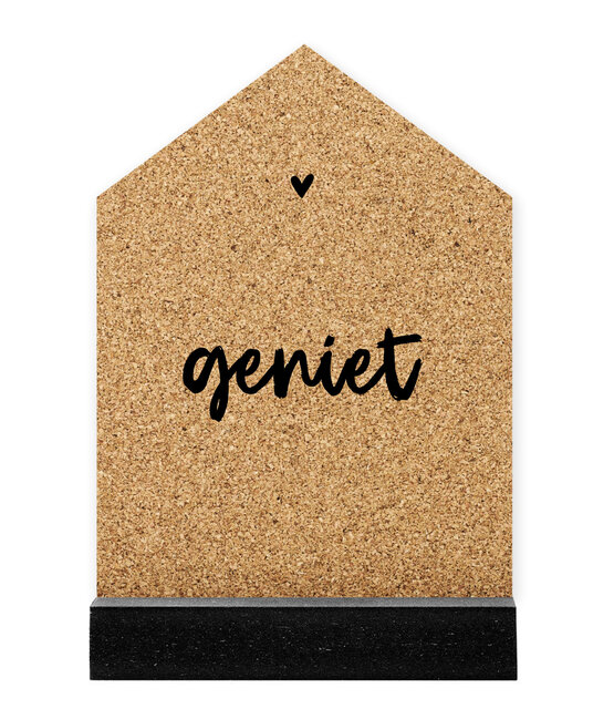 Huisje kurk met  tekst Geniet - 2 formaten