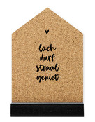 Huisje kurk met  tekst Lach, durf, straal, geniet' - 20cm