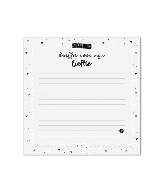 Notitieblok 'Brieffie voor mijn lieffie' |145x145mm