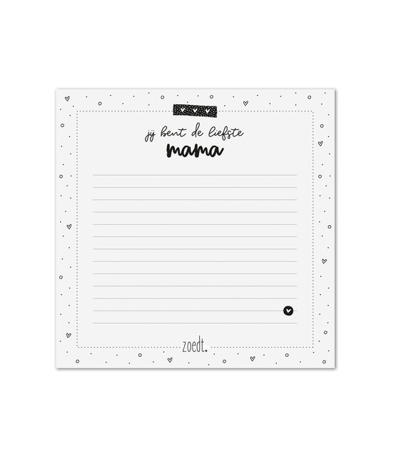 Notitieblok met tekst 'Jij bent de liefste mama' |145x145mm