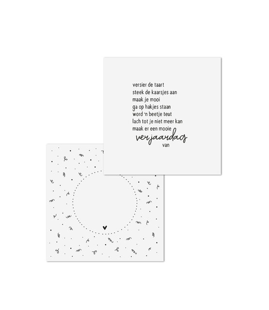 Wenskaart met gedicht verjaardag - met bedrukte envelop