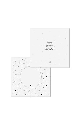 Wenskaart met tekst 'Hoera je wordt oma! - met bedrukte envelop