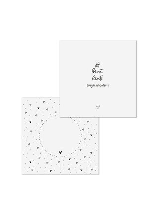 Wenskaart met tekst 'Jij bent leuk {mag ik je houden?}' - met bedrukte envelop