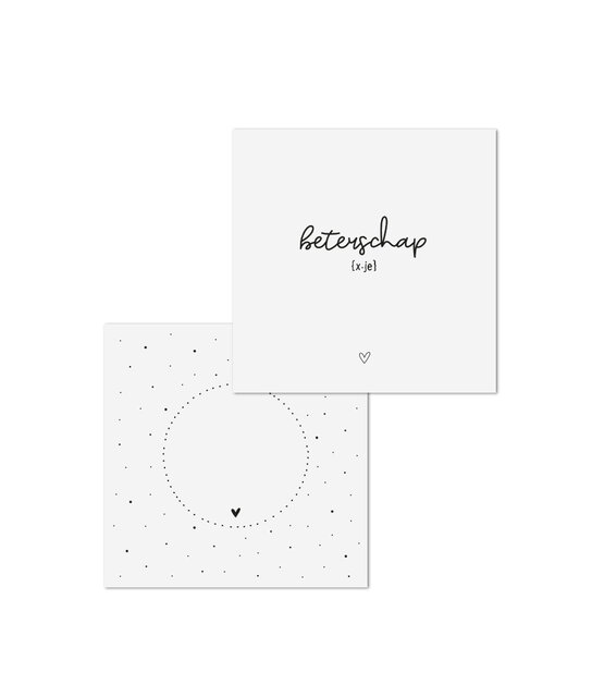 Wenskaart met tekst 'Beterschap'  met bedrukte envelop