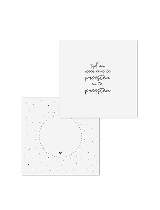 Wenskaart met tekst 'Tijd om weer eens te proesten en te proosten' - met bedrukte envelop