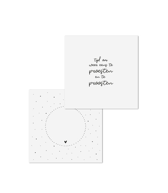 Wenskaart met tekst 'Tijd om weer eens te proesten en te proosten'  met bedrukte envelop Wenskaart met tekst 'Tijd om weer eens te proesten en te proosten'  met bedrukte envelop