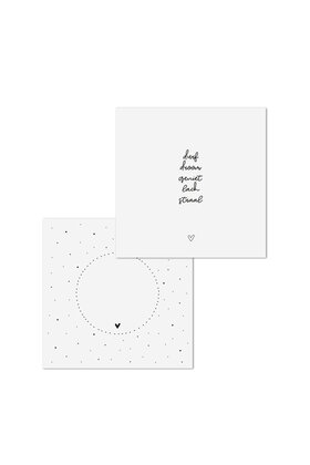 Wenskaart met tekst'durf, droom, geniet, lach, straal' - met bedrukte envelop