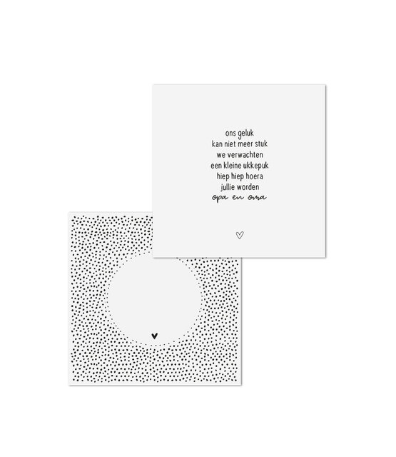 Wenskaart met tekst 'Hoera opa en oma!' - met bedrukte envelop