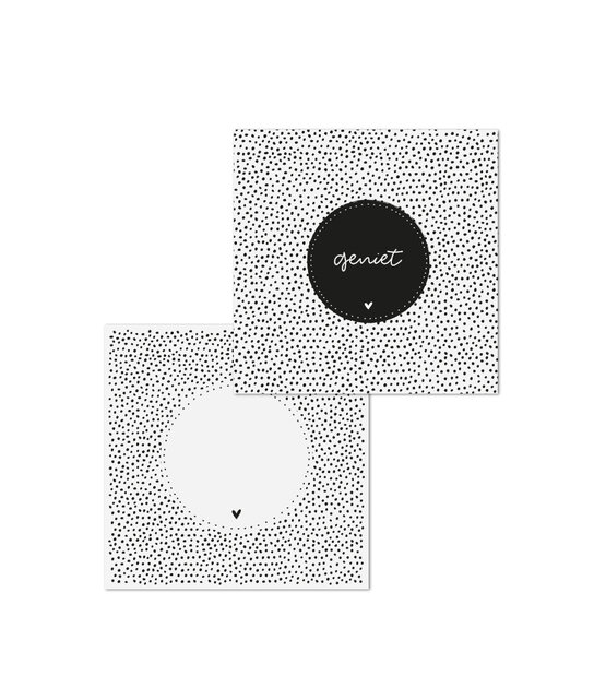 Wenskaart met tekst 'Geniet' en dots patroon - met bedrukte envelop