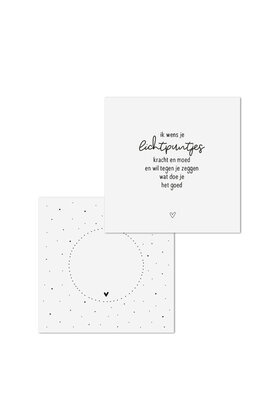 Wenskaart met tekst 'Ik wens je lichtpuntjes...' - met bedrukte envelop