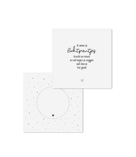 Wenskaart met tekst 'Ik wens je lichtpuntjes...' - met bedrukte envelop