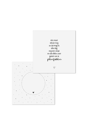 Wenskaart met tekst 'Geniet van je pensioen...' - met bedrukte envelop