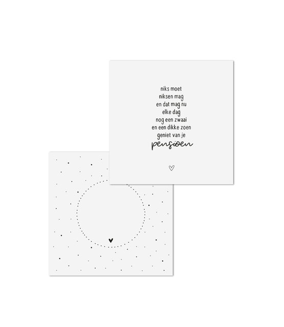 Wenskaart met tekst 'Geniet van je pensioen...'  - met bedrukte envelop